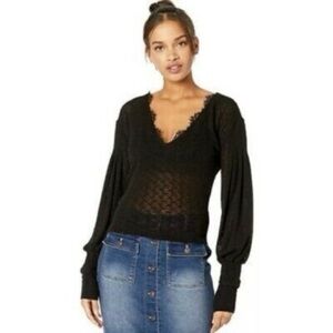 Free People Lace Balloon Sleeve